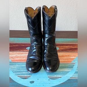 Justin Boots, black, size 6 1/2B. Leather very good condition, need to b Resoled